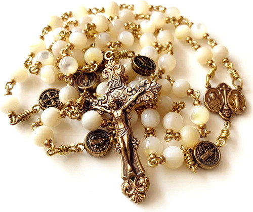 Elegante Médico Rosario Católico De Cobre Hecho A Mano Luz D