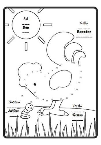 Imagen 3 de 4 de Libro Didáctico Bilingue Para Colorear Para Niños Imprimible