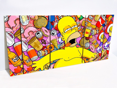 Los Simpson Homero Cuadro Tríptico Moderno Xl