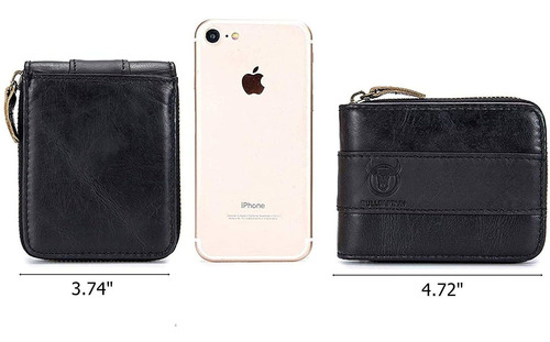 Mens Billetera De Cuero Con Cremallera De Bloqueo Rfid ...