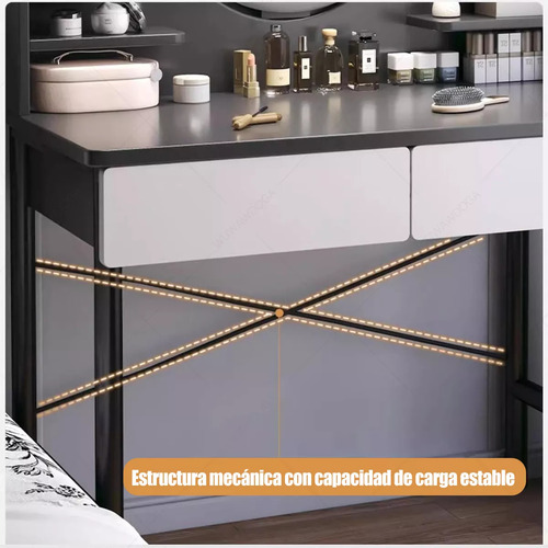 Tocador Multifunción Con Espejo Led 4 Cajones