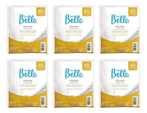 Depil Bella Folhas Plasticas Depilaçao 60 Folhas - Kit C/6un