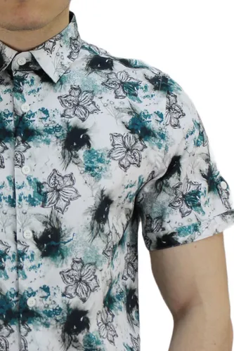 Camisa floreada manga corta sale