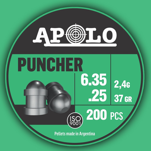 Imagen 4 de 10 de Balines Apolo Puncher 6.35 Mm 37 Gr - X200 Caza Punta Solida