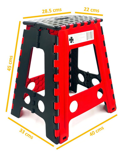 A Banco Plegable Grande Plástico Rojo 120kg Uso Rudo