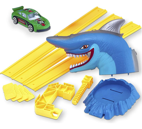 Kicko Megalodon Shark Racecar Set Incluye Cabeza De Tiburón,