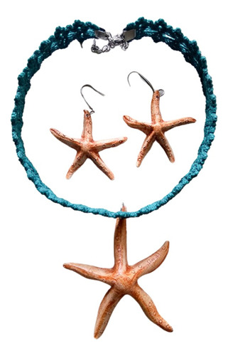 Choker Artesanal Estrellitas Mar En Cuero Y Tejido Macramé