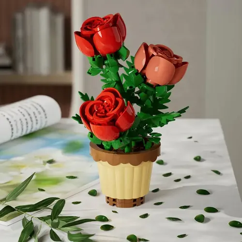 Set De 2 Flores Para Armar En Bloques - Decoración Elegante