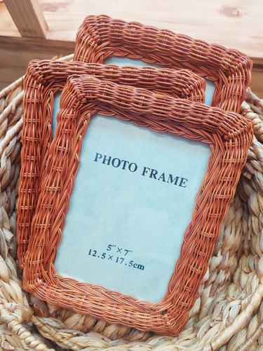 Portarretrato De Rattan Vintage 13 X 18 Cm Bamboo Natural