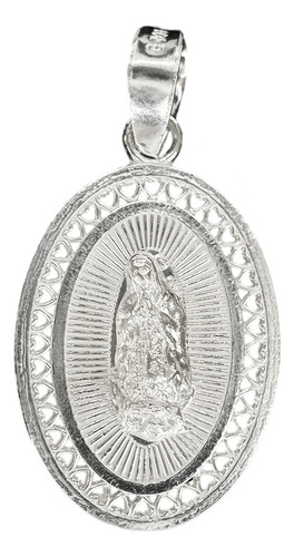 Set De 2 Dijes De Plata Virgen De Guadalupe Ovalado Con Cadenas De Plata Calibre 40 Con 45 Cm De Largo Excelente Para Regalo Boda Bautizo Xv Años