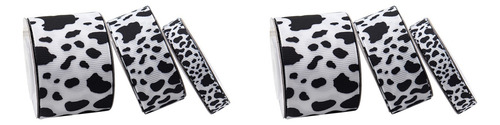 6 Cintas G-fs Con Estampado De Vaca Blanca Y Negra Con Borde