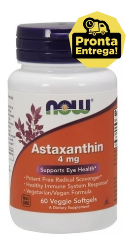 Astaxantina (astaxanthin) 4mg - 60 Softgels - Importada Eua