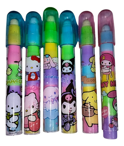 6 Gomas Push Forma De Pluma De Kuromy Melody Niñas Escolares Varios