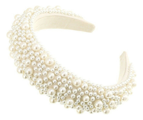 Diadema Ancha Con Forma De Perla Completa Para Mujer