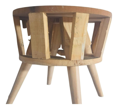 Estructura P/ Tapizar - Puff Retro Nórdico Torneado De Pino