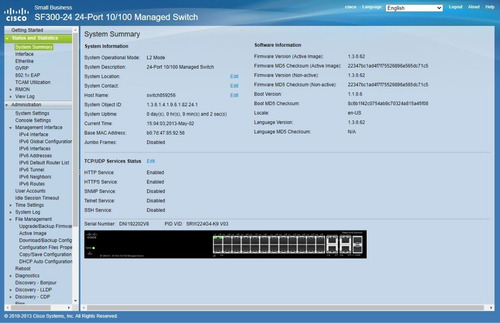 Switch Cisco Sf 300 24portas 10/100 Gerenciável 4x Giga 2sfp