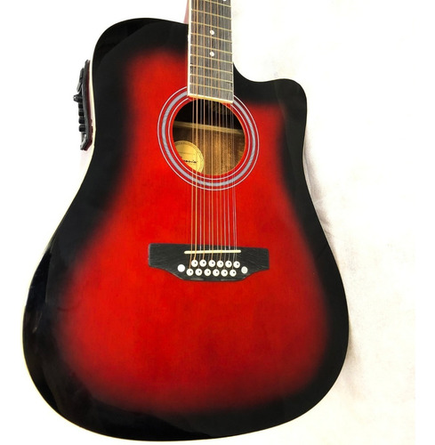 Segovia Sgc12rdsb Guitarra Docerola Texana Electro/acus Color Rojo sombreado Material del diapasón Arce Orientación de la mano Diestro