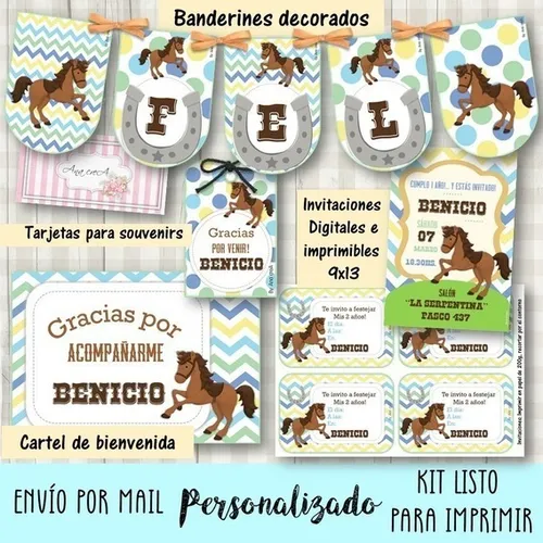 comprar Kit Personalizado Imprimible Caballo Mod.07 Cumple Caballos