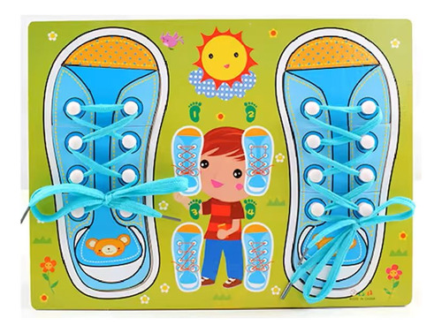 Tabla Didactica Aprendizaje Atar Cordones Infantil Zapatos
