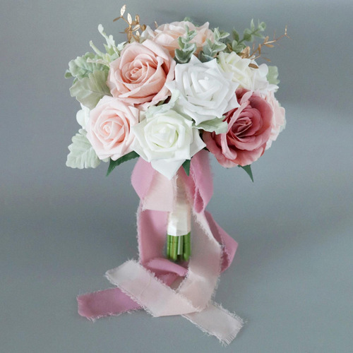 Ramo De Novia Arreglo Floral Hecho A Mano Rosa Ramo De Boda