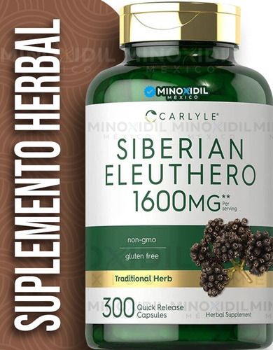 Carlyle Eleuthero Siberiano 1600 Mg 300 Capsulas Rapidas Sabor Sin Sabor