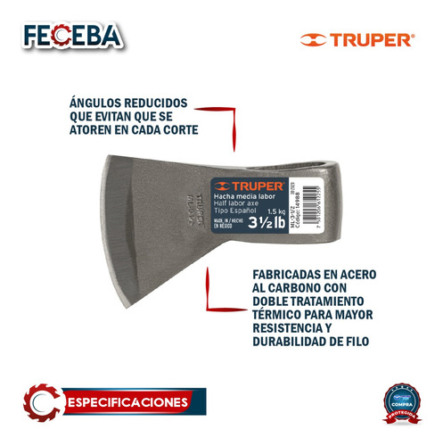 Hacha Tipo Español Media Labor 3-1/2 Lb