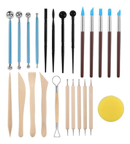Kit De Herramientas Rubfac Para Arcilla Polimérica 24 Piezas