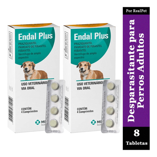 Pack X2 Desparasitante Perros Endal Plus X 8 Tabletas