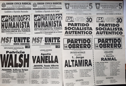 Boletas Electorales / Elecciones Octubre 2005 (Usado)