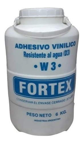 Cola Adhesiva Vinilica W3 Resistente Al Agua 6kg Fortex