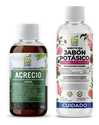 Ecomambo Acrecio Bioestimulador Y Jabón Potásico Neem 500ml