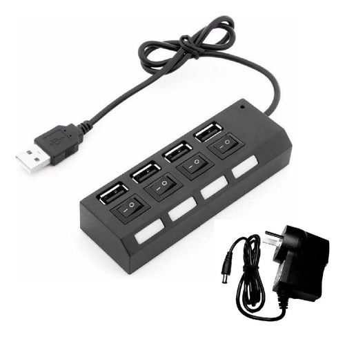 Hub Usb 4 Puerto + Fuente 5v Multiplicador Zapatilla R Mejia