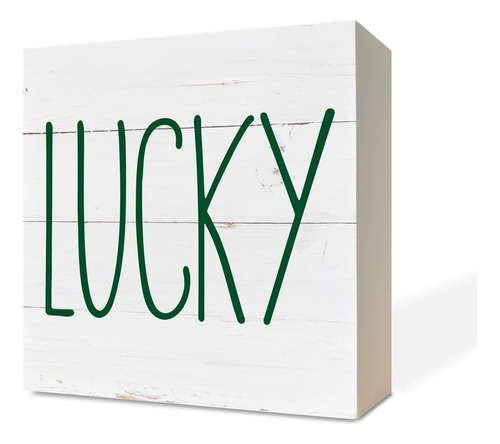 Lucky Sign, St. Patrick's Day Decor, Wooden Box Sign Desk De