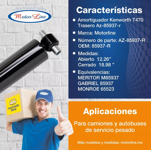 063 / Amortiguador / Trasero / Kenworth / T470 / Az-85937-r