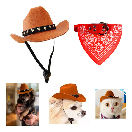 Sombrero Vaquero Perros Razas Pequeñas Paliacate De Regalo