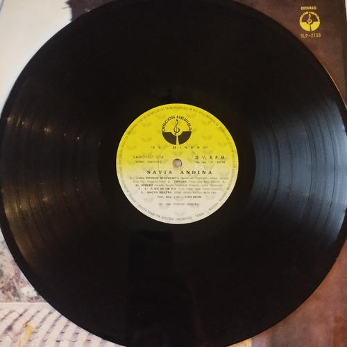 Savia Andina El Minero Disco De Vinilo Bolivia (Usado)