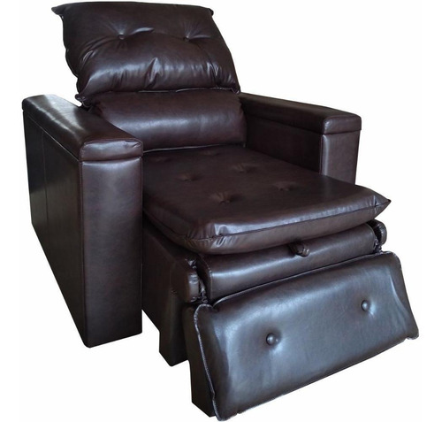 Cadeira Retrátil Para Descanso Conforto Corino Marrom Preto