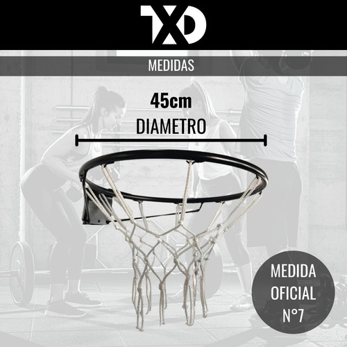 Imagen 2 de 9 de Aro De Basquet Con Red Numero 7 Basket Tornillos 45cm Metal