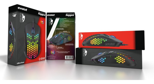 Imagem 9 de 9 de Mouse Gamer Keppni Pro Usb Rgb Ultra Leve Evolut 10000dpi