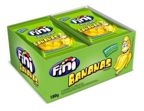 Mini Bala De Gelatina Banana 15g Com 12 Unidades  - Fini