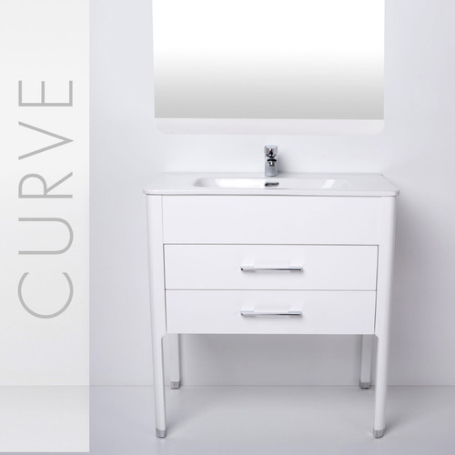 Mueble Vanitory Campi Curve 100x46 Con Mesada 3 Agujeros Color de la bacha Blanco Color del mueble Blanco