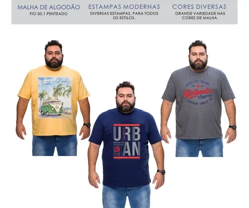 Camisetas plus sales size masculina atacado