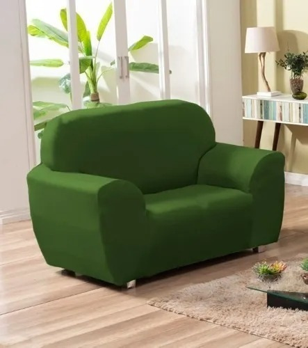 Capa De Sofa Avulsa 1 Lugar Em Malha Lisa Coladinha Cor Verde