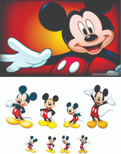 Kit Cénário Display Mickey 8 Peças + Painel2,0x1,50 (07)(p)