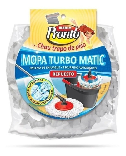 Repuesto Mopa De Microfibra Turbo Matic  Iberia X 3 Unidades