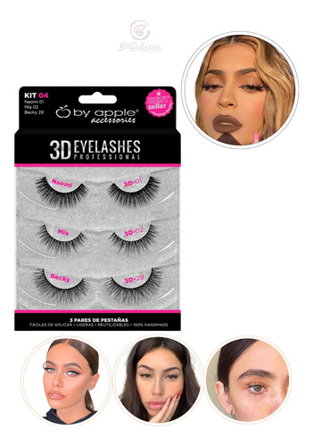 By Apple Kit De 3 Pares De Pestañas 3d