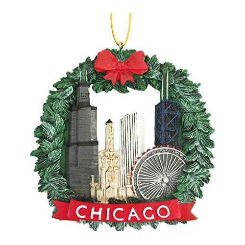 Adorno De Corona De Navidad De Chicago, Resina