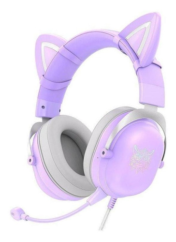 Auriculares Gamer Onikuma X11 Orelhas Gatinho Led Rgb Lilas/Roxo