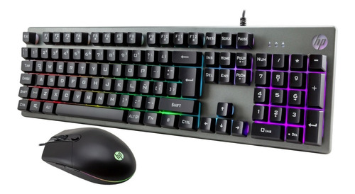 Kit Teclado Mouse Gamer Hp Km300f Retroiluminado Membrana