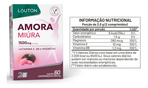 Amora Miura Amorine Premium 60 Comprimidos Mastigáveis Alivia Tpm